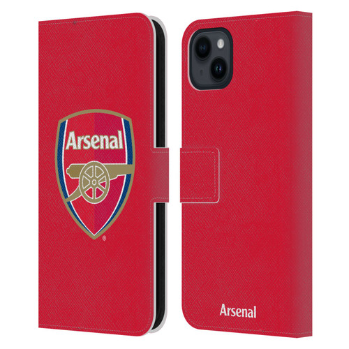 Arsenal FC Crest 2 Full Colour Red Leather Book Wallet Case Cover For Apple iPhone 15 Plus