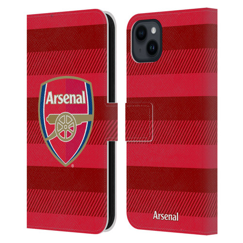 Arsenal FC Crest 2 Training Red Leather Book Wallet Case Cover For Apple iPhone 15 Plus