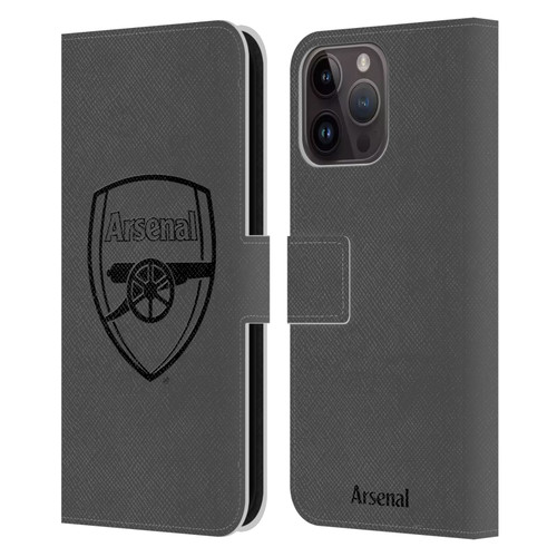 Arsenal FC Crest 2 Black Logo Leather Book Wallet Case Cover For Apple iPhone 15 Pro Max