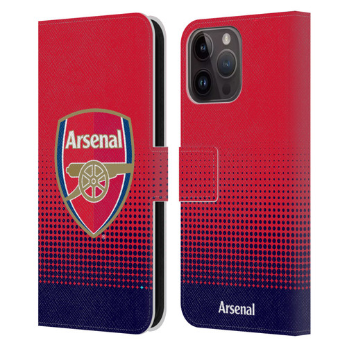 Arsenal FC Crest 2 Fade Leather Book Wallet Case Cover For Apple iPhone 15 Pro Max