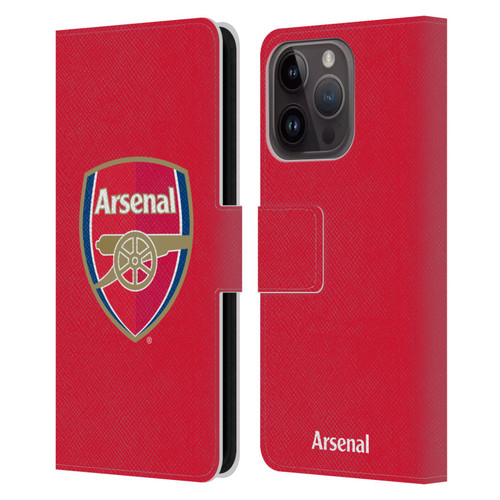 Arsenal FC Crest 2 Full Colour Red Leather Book Wallet Case Cover For Apple iPhone 15 Pro