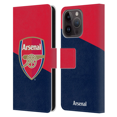 Arsenal FC Crest 2 Red & Blue Logo Leather Book Wallet Case Cover For Apple iPhone 15 Pro