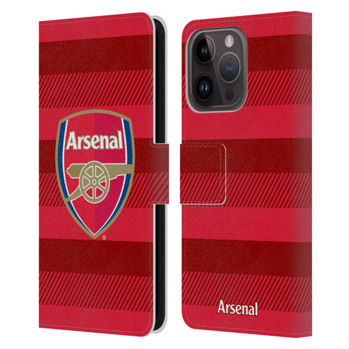 Arsenal FC Crest 2 Training Red Leather Book Wallet Case Cover For Apple iPhone 15 Pro