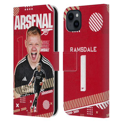 Arsenal FC 2023/24 First Team Aaron Ramsdale Leather Book Wallet Case Cover For Apple iPhone 15 Plus