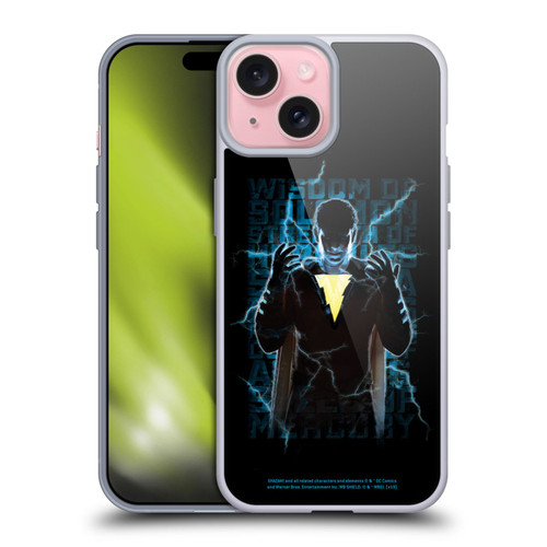 Shazam! 2019 Movie Character Art Lightning Typography Soft Gel Case for Apple iPhone 15