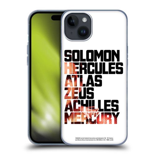 Shazam! 2019 Movie Character Art Typography 2 Soft Gel Case for Apple iPhone 15 Plus