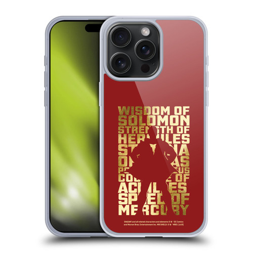 Shazam! 2019 Movie Character Art Typography Soft Gel Case for Apple iPhone 15 Pro Max