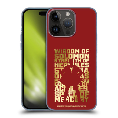 Shazam! 2019 Movie Character Art Typography Soft Gel Case for Apple iPhone 15 Pro