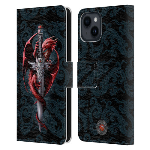 Anne Stokes Dragons Dagger Leather Book Wallet Case Cover For Apple iPhone 15