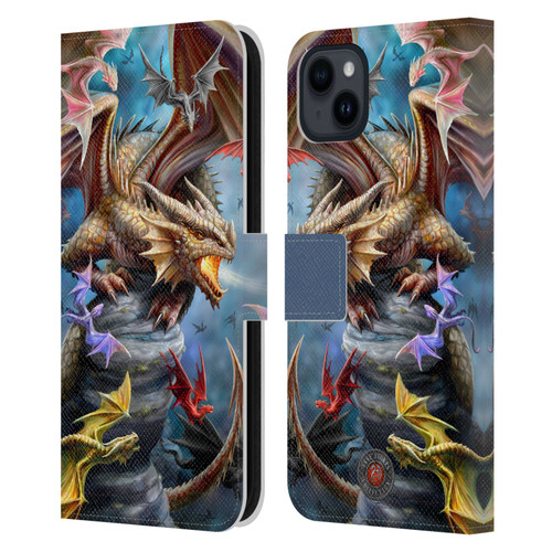 Anne Stokes Dragons 4 Clan Leather Book Wallet Case Cover For Apple iPhone 15 Plus