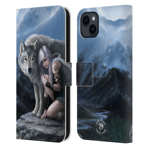 Anne Stokes Wolves Protector Leather Book Wallet Case Cover For Apple iPhone 15 Plus