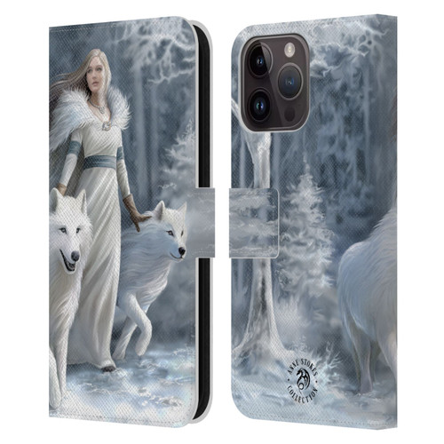 Anne Stokes Wolves Winter Guardians Leather Book Wallet Case Cover For Apple iPhone 15 Pro Max