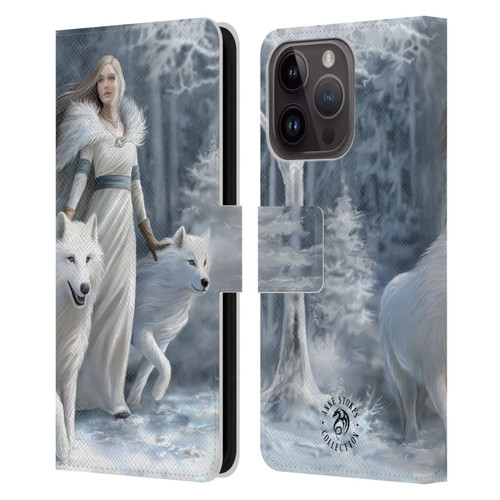 Anne Stokes Wolves Winter Guardians Leather Book Wallet Case Cover For Apple iPhone 15 Pro