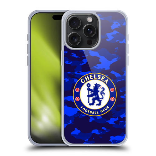 Chelsea Football Club Crest Camouflage Soft Gel Case for Apple iPhone 15 Pro Max