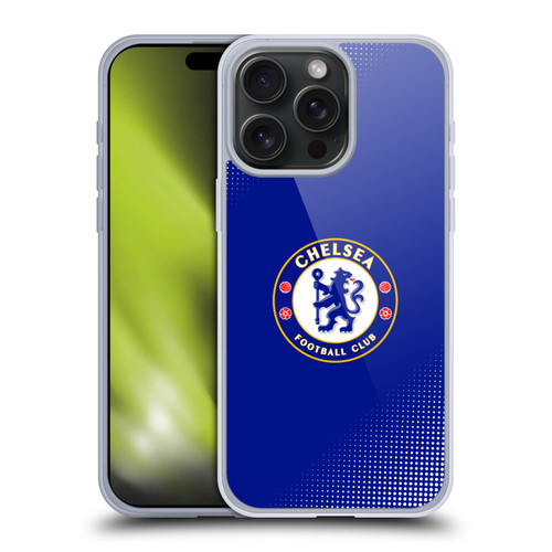 Chelsea Football Club Crest Halftone Soft Gel Case for Apple iPhone 15 Pro Max