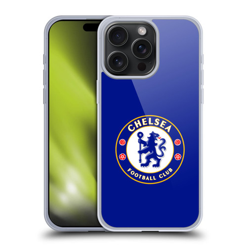 Chelsea Football Club Crest Plain Blue Soft Gel Case for Apple iPhone 15 Pro Max
