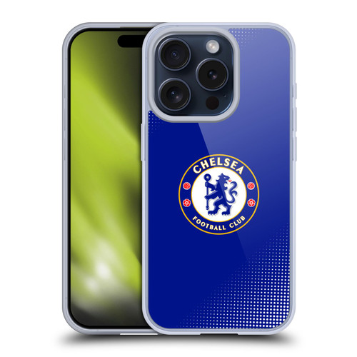 Chelsea Football Club Crest Halftone Soft Gel Case for Apple iPhone 15 Pro