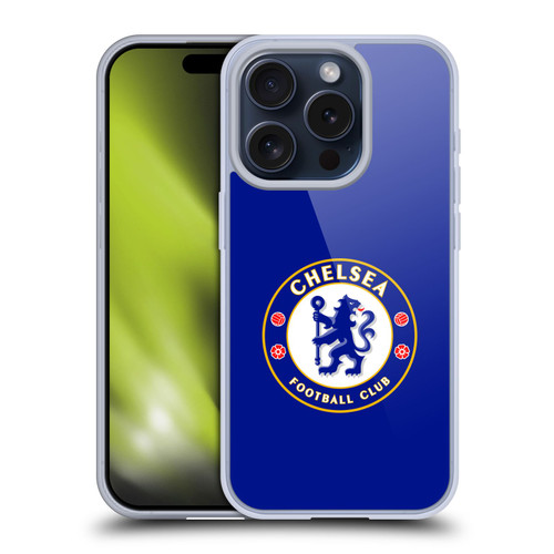 Chelsea Football Club Crest Plain Blue Soft Gel Case for Apple iPhone 15 Pro