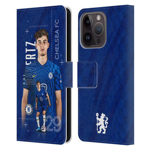 Chelsea Football Club 2021/22 First Team Kai Havertz Leather Book Wallet Case Cover For Apple iPhone 15 Pro
