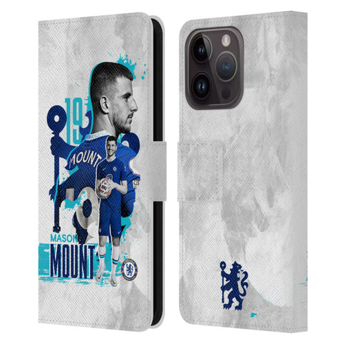 Chelsea Football Club 2022/23 First Team Mason Mount Leather Book Wallet Case Cover For Apple iPhone 15 Pro