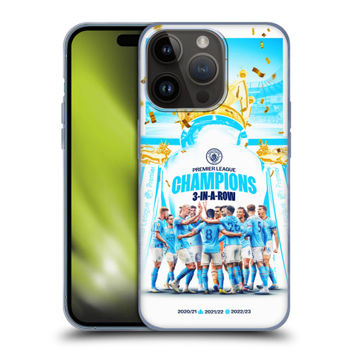Manchester City Man City FC 2023 Champions Team Poster Soft Gel Case for Apple iPhone 15 Pro