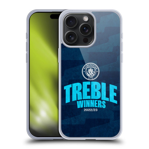 Manchester City Man City FC 2023 Treble Winners Graphics Soft Gel Case for Apple iPhone 15 Pro Max