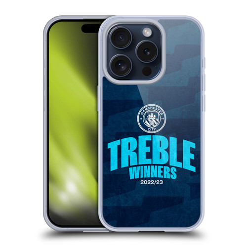 Manchester City Man City FC 2023 Treble Winners Graphics Soft Gel Case for Apple iPhone 15 Pro