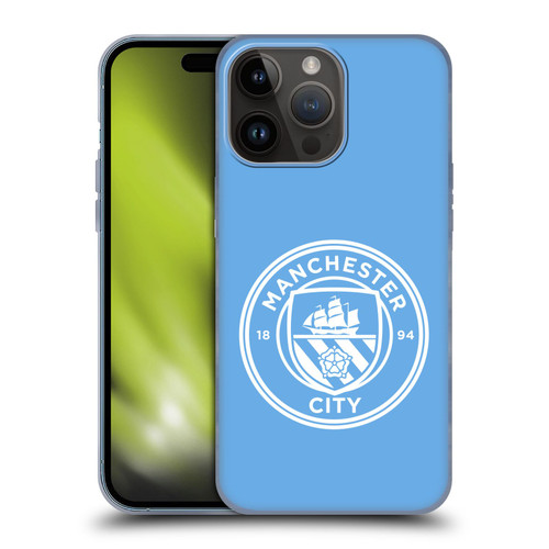 Manchester City Man City FC Badge Blue White Mono Soft Gel Case for Apple iPhone 15 Pro Max