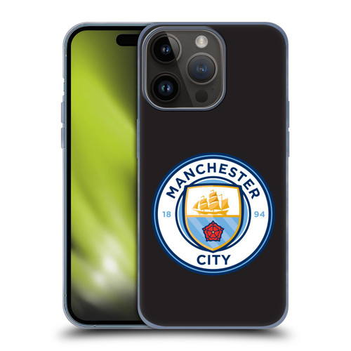 Manchester City Man City FC Badge Black Full Colour Soft Gel Case for Apple iPhone 15 Pro