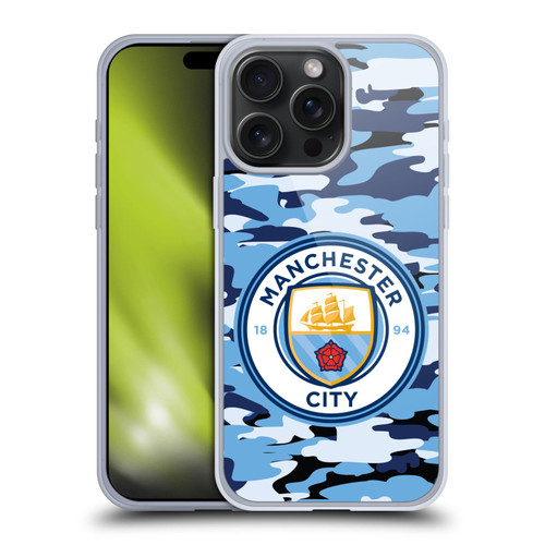Manchester City Man City FC Badge Camou Blue Moon Soft Gel Case for Apple iPhone 15 Pro Max