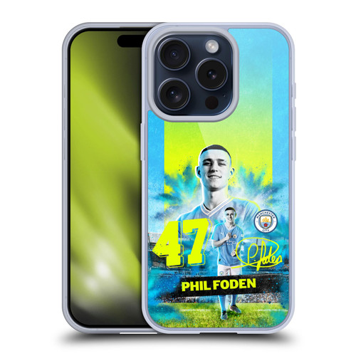 Manchester City Man City FC 2023/24 First Team Phil Foden Soft Gel Case for Apple iPhone 15 Pro