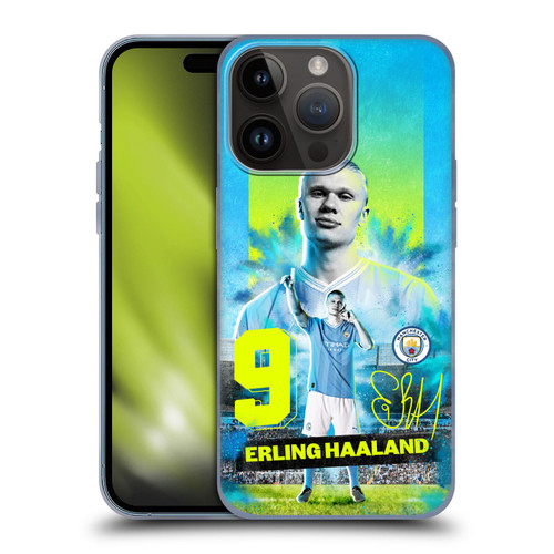 Manchester City Man City FC 2023/24 First Team Erling Haaland Soft Gel Case for Apple iPhone 15 Pro