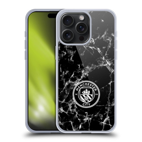 Manchester City Man City FC Marble Badge Black White Mono Soft Gel Case for Apple iPhone 15 Pro Max