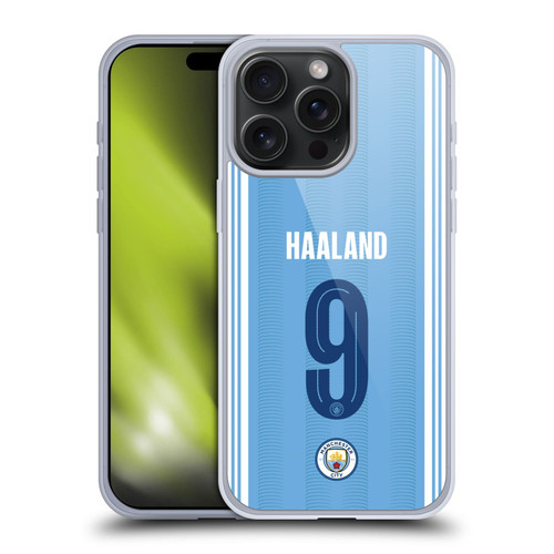 Manchester City Man City FC 2023/24 Players Home Kit Erling Haaland Soft Gel Case for Apple iPhone 15 Pro Max