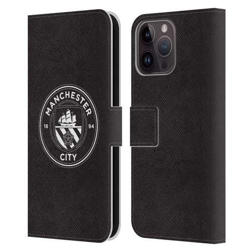 Manchester City Man City FC Badge Black White Mono Leather Book Wallet Case Cover For Apple iPhone 15 Pro Max