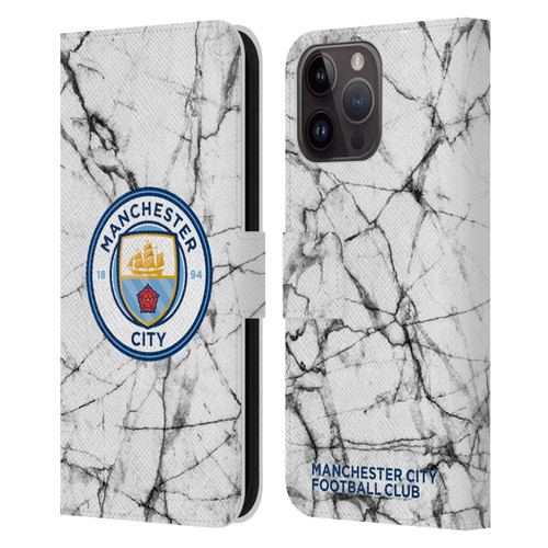Manchester City Man City FC Marble Badge Full Colour Leather Book Wallet Case Cover For Apple iPhone 15 Pro Max