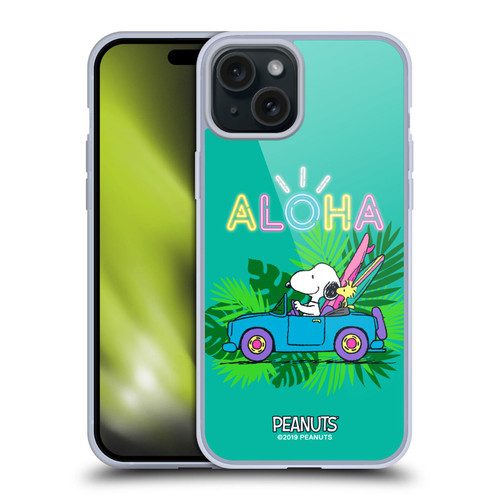 Peanuts Snoopy Aloha Disco Tropical Surf Soft Gel Case for Apple iPhone 15 Plus & MagSafe