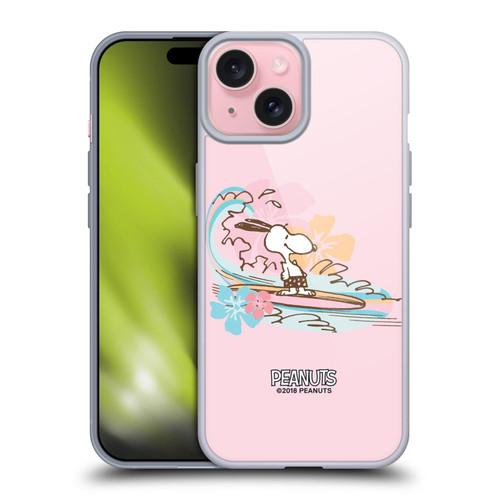 Peanuts Beach Snoopy Surf Soft Gel Case for Apple iPhone 15