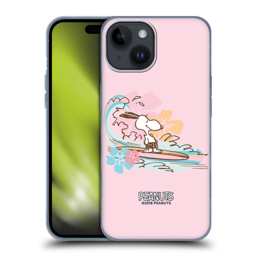 Peanuts Beach Snoopy Surf Soft Gel Case for Apple iPhone 15
