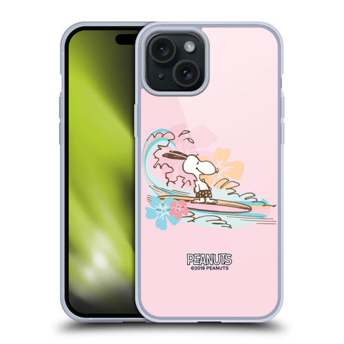 Peanuts Beach Snoopy Surf Soft Gel Case for Apple iPhone 15 Plus