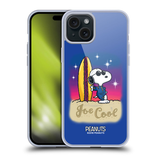 Peanuts Snoopy Boardwalk Airbrush Joe Cool Surf Soft Gel Case for Apple iPhone 15 Plus & MagSafe