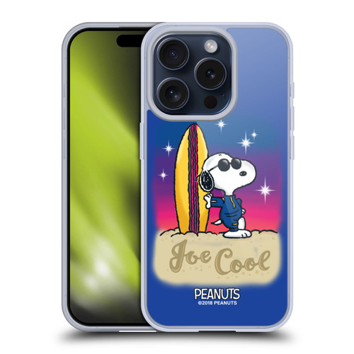 Peanuts Snoopy Boardwalk Airbrush Joe Cool Surf Soft Gel Case for Apple iPhone 15 Pro