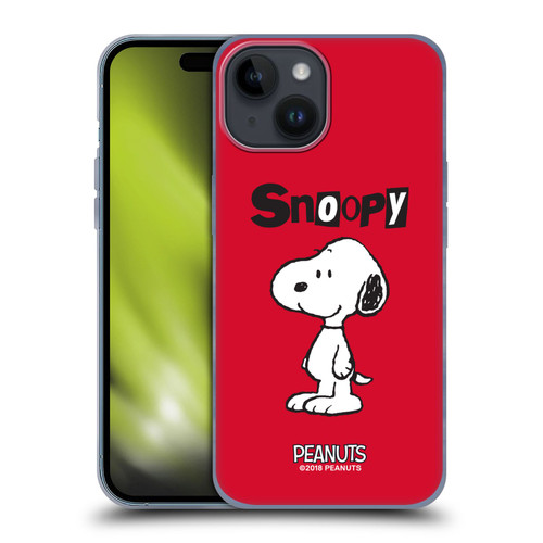 Peanuts Characters Snoopy Soft Gel Case for Apple iPhone 15