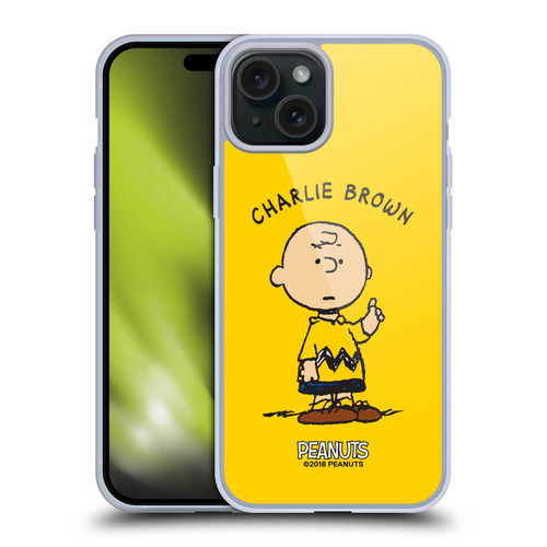 Peanuts Characters Charlie Brown Soft Gel Case for Apple iPhone 15 Plus