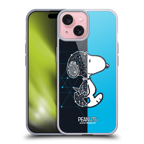 Peanuts Halfs And Laughs Snoopy Geometric Soft Gel Case for Apple iPhone 15