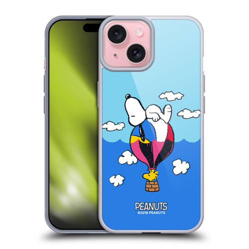 Peanuts Halfs And Laughs Snoopy & Woodstock Balloon Soft Gel Case for Apple iPhone 15