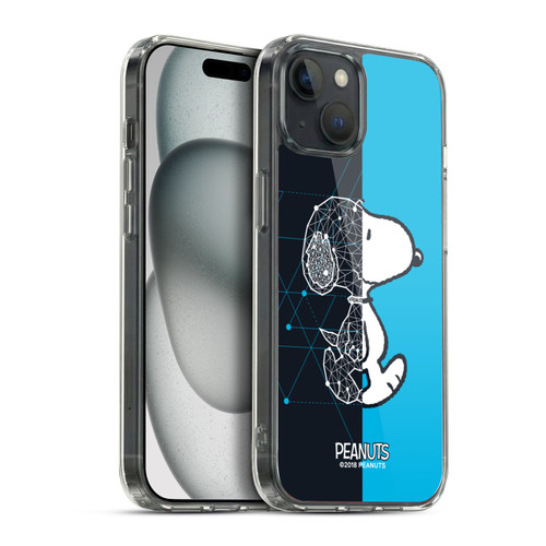 Peanuts Halfs And Laughs Snoopy Geometric Soft Gel Case for Apple iPhone 15 Plus & MagSafe