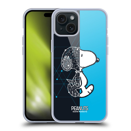 Peanuts Halfs And Laughs Snoopy Geometric Soft Gel Case for Apple iPhone 15 Plus