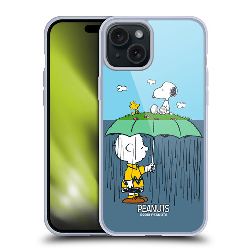 Peanuts Halfs And Laughs Charlie, Snoppy & Woodstock Soft Gel Case for Apple iPhone 15 Plus