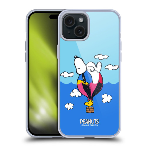 Peanuts Halfs And Laughs Snoopy & Woodstock Balloon Soft Gel Case for Apple iPhone 15 Plus
